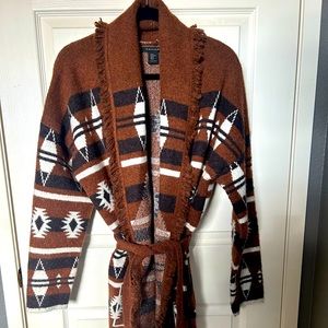 Tahari xl brown boho cardigan jacket